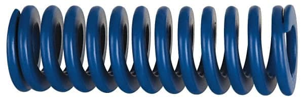 Associated Spring Raymond - 25mm Hole Diam, 12.5mm Rod Diam, 1" Free Length, Blue Die Spring - 1381.8 N Max Deflection, 9.4mm Max Deflection, Medium Duty, Chromium Alloy Steel - Strong Tooling