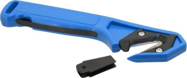 ICT - Fixed Safety Cutter - 1-3/4" Blade, Blue & Black ABS Handle, 2 Blades Included - Strong Tooling