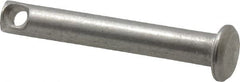 Made in USA - 3/16" Pin Diam, 1-1/4" OAL, Standard Clevis Pin - 3/32" Hole, 1-5/32" Usable Length, Uncoated Stainless Steel - Strong Tooling