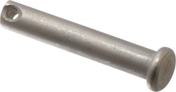 Made in USA - 1/4" Pin Diam, 1-3/8" OAL, Standard Clevis Pin - 3/32" Hole, 1-9/32" Usable Length, Uncoated Stainless Steel - Strong Tooling