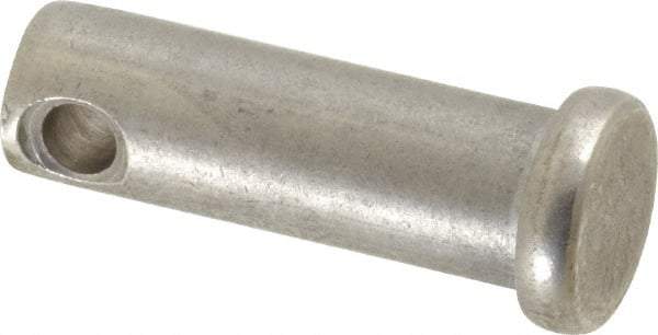 Made in USA - 3/8" Pin Diam, 1-1/8" OAL, Standard Clevis Pin - 5/32" Hole, 31/32" Usable Length, Uncoated Stainless Steel - Strong Tooling