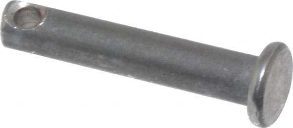 Made in USA - 3/16" Pin Diam, 1" OAL, Standard Clevis Pin - 3/32" Hole, 29/32" Usable Length, Uncoated Steel - Strong Tooling