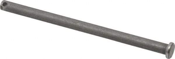 Made in USA - 1/4" Pin Diam, 4" OAL, Standard Clevis Pin - 3/32" Hole, 3-29/32" Usable Length, Uncoated Steel - Strong Tooling