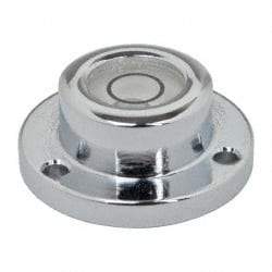 Geier & Bluhm, Inc. - 3/4 Inch Base Diameter x 0.31 Inch Overall Height, 1 Circle, Brass Bull's Eye Circular Level - 0.18 Inch Vial Diameter, 5/16 Inch Inner Diameter, 0.076 Inch Mounting Hole Diameter, 0.1 Inch Sensitivity, -40 to 165°F - Strong Tooling