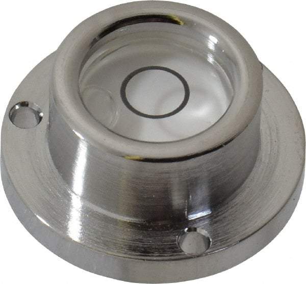 Geier & Bluhm, Inc. - 1 Inch Base Diameter x 0.44 Inch Overall Height, 1 Circle, Brass Bull's Eye Circular Level - 0.22 Inch Vial Diameter, 1/2 Inch Inner Diameter, 0.093 Inch Mounting Hole Diameter, 0.1 Inch Sensitivity, -40 to 165°F - Strong Tooling