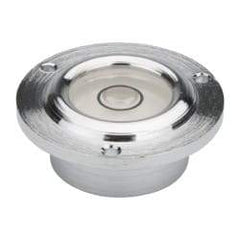 Geier & Bluhm, Inc. - 11/16 Inch Base Diameter x 0.41 Inch Overall Height, 1 Circle, Brass Bull's Eye Circular Level - 0.22 Inch Vial Diameter, 1/2 Inch Inner Diameter, 0.07 Inch Mounting Hole Diameter, 0.1 Inch Sensitivity, -40 to 165°F - Strong Tooling