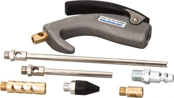 Guardair - 7 Piece Laser Palm Switch Air Gun Kit - 1/4 Inlet, 120 Max psi, Aluminum Hose - Strong Tooling