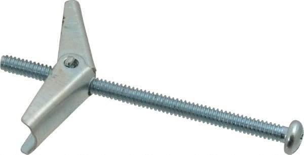 Powers Fasteners - 3/16" Screw, 3/16" Diam, 3" Long, Toggle Bolt Drywall & Hollow Wall Anchor - 1/2" Drill, Zinc Plated, Steel, Grade Zamac 7, Use in Drywall & Wallboard - Strong Tooling