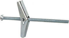 Powers Fasteners - 3/16" Screw, 3/16" Diam, 4" Long, Toggle Bolt Drywall & Hollow Wall Anchor - 1/2" Drill, Zinc Plated, Steel, Grade Zamac 7, Use in Drywall & Wallboard - Strong Tooling