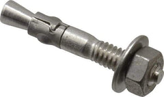 Powers Fasteners - 1/4" Diam, 1/4" Drill, 1-3/4" OAL, 7/8" Min Embedment Wedge Expansion Concrete Anchor - 304 Stainless Steel, Hex Nut Head, Hex Drive, 3/4" Thread Length - Strong Tooling