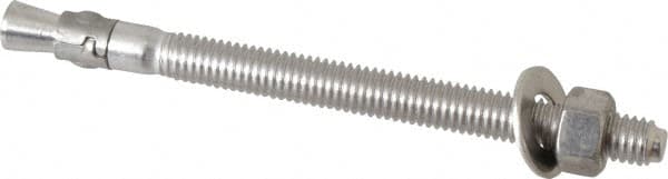 Powers Fasteners - 3/8" Diam, 3/8" Drill, 5" OAL, 2-1/4" Min Embedment Wedge Expansion Concrete Anchor - 304 Stainless Steel, Hex Nut Head, Hex Drive, 3-1/8" Thread Length - Strong Tooling