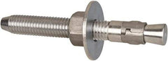 Powers Fasteners - 5/8" Diam, 5/8" Drill, 5" OAL, Wedge Expansion Concrete Anchor - 304 Stainless Steel, Hex Nut Head, Hex Drive, 3-1/2" Thread Length - Strong Tooling