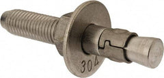 Powers Fasteners - 3/4" Diam, 3/4" Drill, 4-3/4" OAL, Wedge Expansion Concrete Anchor - 304 Stainless Steel, Hex Nut Head, Hex Drive, 2-7/8" Thread Length - Strong Tooling