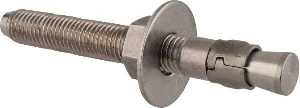 Powers Fasteners - 3/4" Diam, 3/4" Drill, 6-1/4" OAL, Wedge Expansion Concrete Anchor - 304 Stainless Steel, Hex Nut Head, Hex Drive, 4-3/8" Thread Length - Strong Tooling