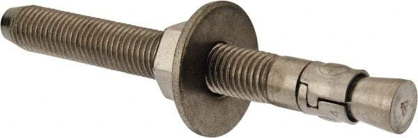 Powers Fasteners - 3/4" Diam, 3/4" Drill, 7" OAL, Wedge Expansion Concrete Anchor - 304 Stainless Steel, Hex Nut Head, Hex Drive, 5-1/8" Thread Length - Strong Tooling