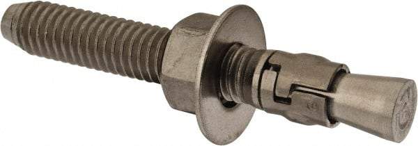 Powers Fasteners - 3/8" Diam, 3/8" Drill, 2-3/4" OAL, Wedge Expansion Concrete Anchor - 316 Stainless Steel, Hex Nut Head, Hex Drive, 1-5/8" Thread Length - Strong Tooling