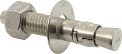 Powers Fasteners - 5/8" Diam, 5/8" Drill, 3-1/2" OAL, 1" Min Embedment Wedge Expansion Concrete Anchor - 316 Stainless Steel, Hex Nut Head, Hex Drive, 2" Thread Length - Strong Tooling