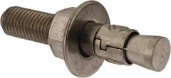 Powers Fasteners - 3/4" Diam, 3/4" Drill, 4-1/4" OAL, 1-1/4" Min Embedment Wedge Expansion Concrete Anchor - 316 Stainless Steel, Hex Nut Head, Hex Drive, 2-3/8" Thread Length - Strong Tooling