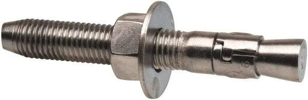 Powers Fasteners - 3/4" Diam, 3/4" Drill, 5-1/2" OAL, 1-1/4" Min Embedment Wedge Expansion Concrete Anchor - 316 Stainless Steel, Hex Nut Head, Hex Drive, 3-5/8" Thread Length - Strong Tooling