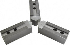 H & R Manufacturing - 1.5mm x 60° Serrated Attachment, Square Soft Lathe Chuck Jaw - 3 Jaws, Steel, 1.69" Btw Mount Hole Ctrs, 7-1/2" Long x 2-1/2" Wide x 2-1/2" High, 0.866" Groove, 20mm Fastener - Strong Tooling