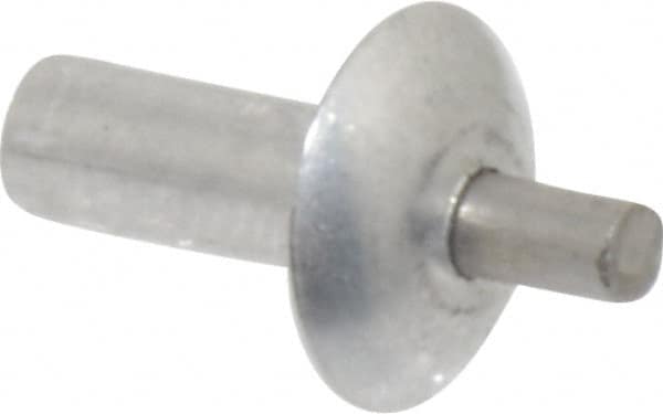 Made in USA - Brazier Head Aluminum Alloy Drive Blind Rivet - Stainless Steel Mandrel, 0.203" to 7/32" Grip, 0.312" Head Diam, 0.128" to 0.14" Hole Diam, 0.313" Length Under Head, 1/8" Body Diam - Strong Tooling