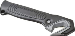 ICT - Fixed Safety Cutter - 1-3/4" Blade, Black Ergonomic Grip Handle, 2 Blades Included - Strong Tooling