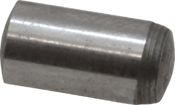 Value Collection - 6mm Diam x 12mm Pin Length Grade 8 Alloy Steel Precision Dowel Pin - Bright Finish, 1 Rounded End - Strong Tooling