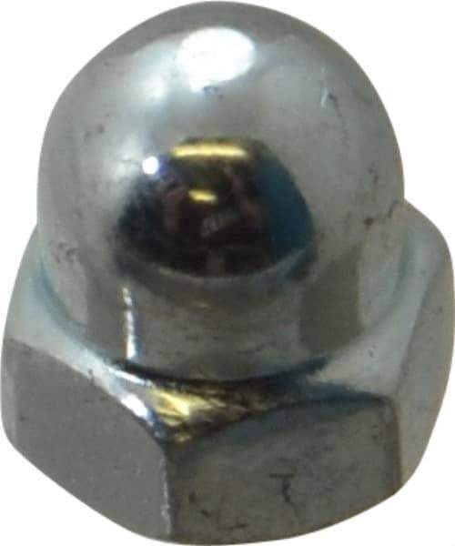 Value Collection - M4x0.7 7mm Width Across Flats, Zinc Plated, Steel Acorn Nut - 8mm Overall Height, Grade 2, DIN 1587 - Strong Tooling