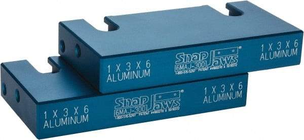 Snap Jaws - 6" Wide x 3" High x 1" Thick, Flat/No Step Vise Jaw - Soft, Aluminum, Fixed Jaw, Compatible with 6" Vises - Strong Tooling