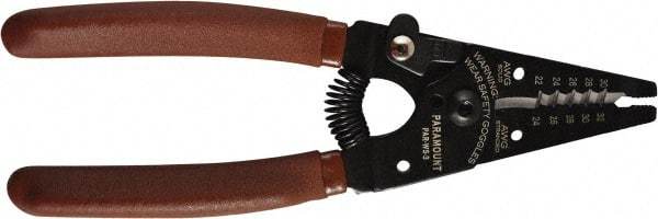 Paramount - 30 to 22 AWG Capacity Wire Stripper - 6" OAL, Plastic Dipped Handle - Strong Tooling