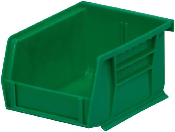 Akro-Mils - 10 Lb. Load Capacity, 5-3/8" Deep, Green Polymer Hopper Stacking Bin - 3" High x 4-1/8" Wide x 5-3/8" Long - Strong Tooling