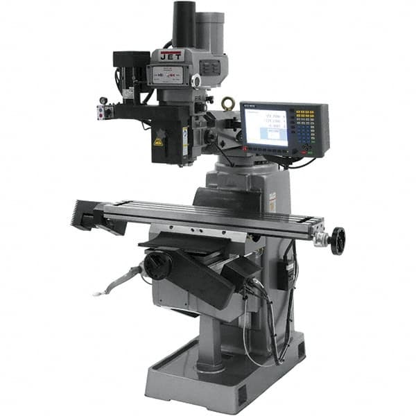 Jet - 9" Table Width x 49" Table Length, Variable Speed Pulley Control, 3 Phase Knee Milling Machine - R8 Spindle Taper, 3 hp - Strong Tooling