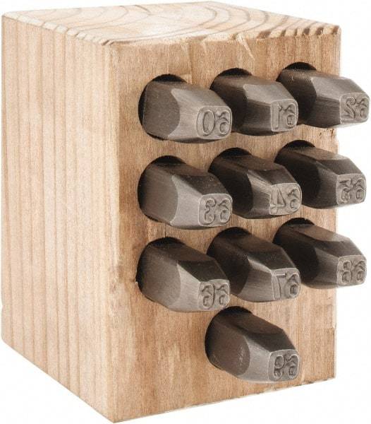 C.H. Hanson - 10 Piece, 1/4" Character Steel Stamp Set - Double Digit Figures, Double Digits - Strong Tooling