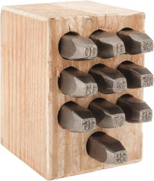 C.H. Hanson - 10 Piece, 1/4" Character Steel Stamp Set - Double Digit Figures, Double Digits - Strong Tooling