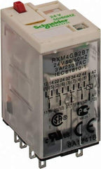 Square D - 14 Pins, 1.2 VA Power Rating, Ice Cube Electromechanical Plug-in General Purpose Relay - 3 Amp at 277 VAC, 4PDT, 24 VAC, 21mm Wide x 40mm High x 27mm Deep - Strong Tooling