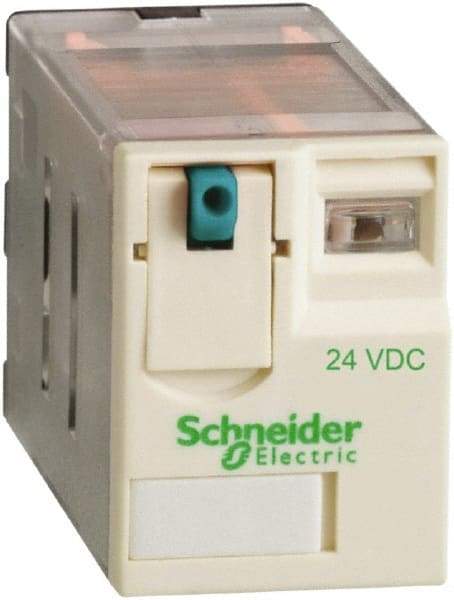 Square D - 8 Pins, Ice Cube Electromechanical Plug-in General Purpose Relay - 15 Amp at 277 V, DPDT, 24 VDC, 21mm Wide x 39mm High x 27mm Deep - Strong Tooling