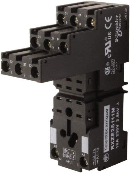 Square D - 14 Pins, 250 Volt, 5 and 10 Amp, 4PDT, Ice Cube Relay Socket - DIN Rail Mount, Screw Panel Mount, IP20, Plug In Terminal - Strong Tooling