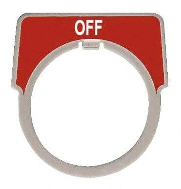 Square D - Half Round, Aluminum Legend Plate - Off - Red Background, White Letters, 1.18 Inch Hole Diameter - Strong Tooling