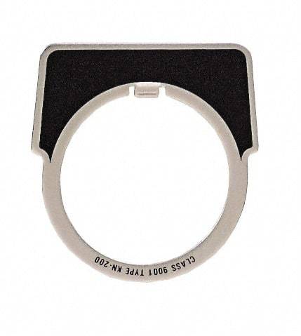 Square D - Half Round, Aluminum Legend Plate - Blank - Black Background, White Letters, 1.18 Inch Hole Diameter - Strong Tooling