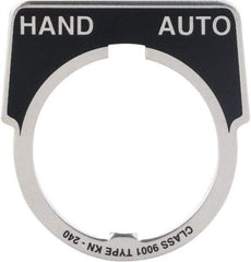 Square D - Metal Legend Plate - Hand-Auto - Black Background, White Letters, 30mm Hole Diameter - Strong Tooling