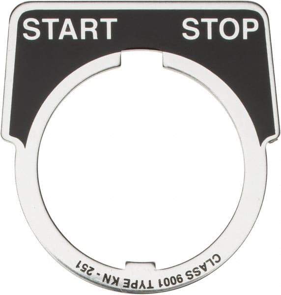 Square D - Metal Legend Plate - Start-Stop - Black Background, White Letters, 30mm Hole Diameter - Strong Tooling