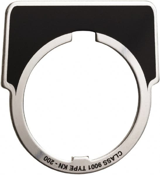 Square D - Metal Legend Plate - Jog - Black Background, White Letters, 30mm Hole Diameter - Strong Tooling