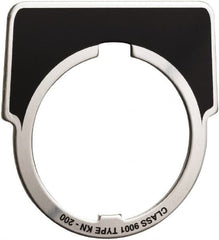 Square D - Metal Legend Plate - Jog - Black Background, White Letters, 30mm Hole Diameter - Strong Tooling