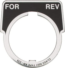 Square D - Metal Legend Plate - For-Rev - Black Background, White Letters, 30mm Hole Diameter - Strong Tooling