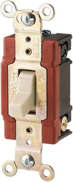 Cooper Wiring Devices - 3 Pole, 120 to 277 VAC, 20 Amp, Industrial Grade, Toggle, Wall and Dimmer Light Switch - 1.3 Inch Wide x 4.19 Inch High, Fluorescent - Strong Tooling