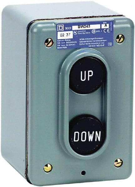 Schneider Electric - 2 Operator, Pushbutton Pendant Control Station - Up-Down (Legend), Maintained Switch, 2NO Contact, NEMA 4 - Strong Tooling