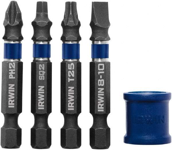 Irwin - 5 Piece, Phillips, Square, Torx, Slotted Handle, Power Bit Set - #2 - Strong Tooling