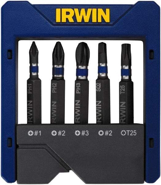 Irwin - 5 Piece, Phillips, Square, Torx Handle, Power Bit Set - #2 - Strong Tooling