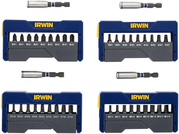 Irwin - 40 Piece, Phillips, Square, Torx, Slotted Handle, Insert Bit Set - #1 to #3 - Strong Tooling