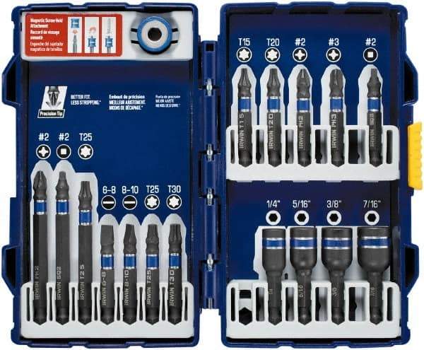 Irwin - 17 Piece, Phillips, Square, Torx, Hex Nutsetter, Slotted Handle, Drive Set - 1/4 to 7/16" Hex, #2 - Strong Tooling